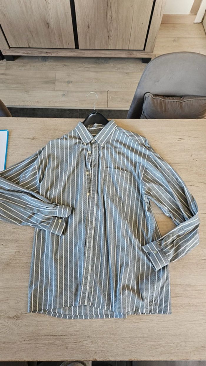Chemise à manches longues pour homme grise à dessin blanc, Tacot Bleu, XL - photo numéro 5