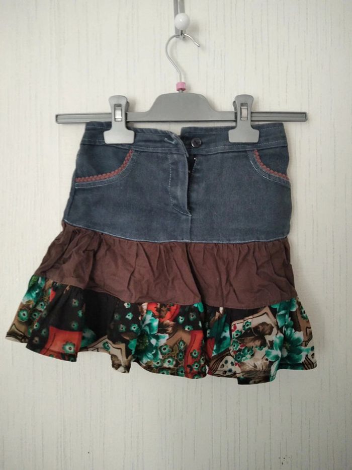 jupe jean + tissu 6 ans