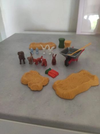 Playmobil ferme chien oiseau paille