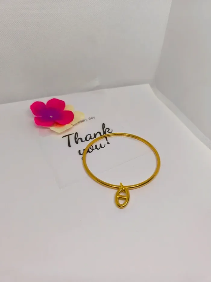 Bracelet jonc doré avec breloque maille marine - photo numéro 6