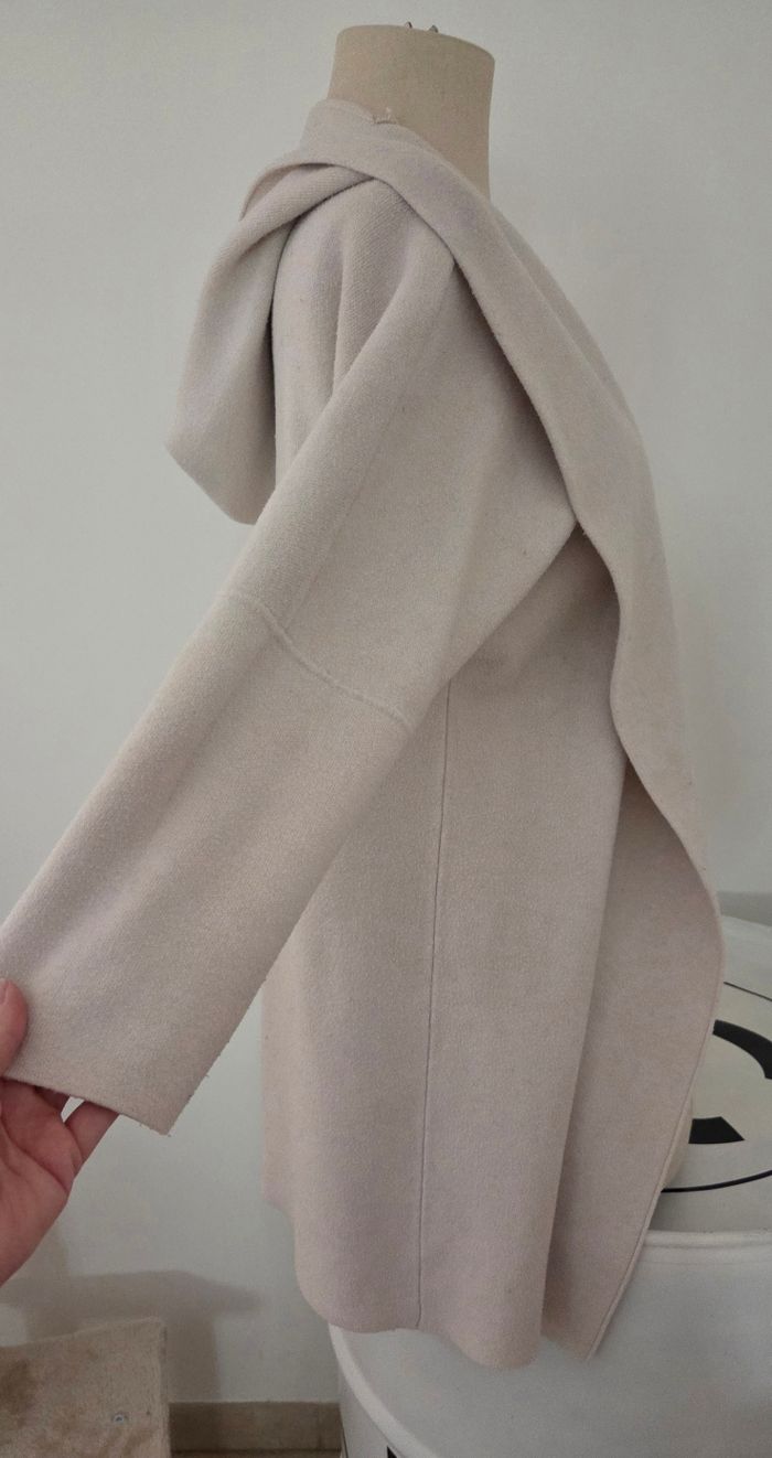 Veste longue ALFA beige écru à capuche – style cocoon doux et chic – T. unique – très bon état - photo numéro 9