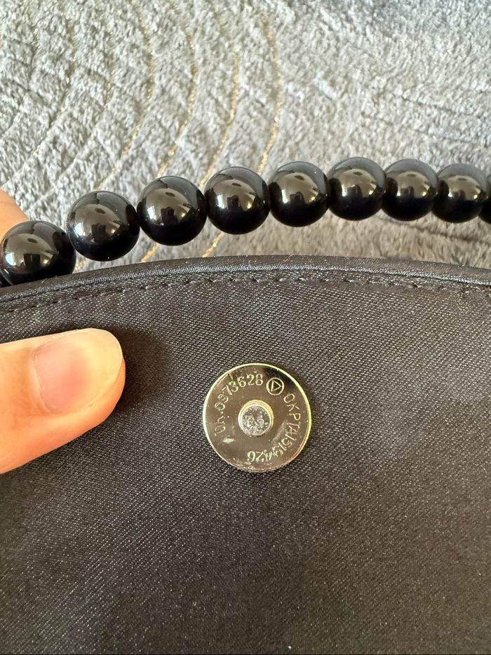 Sac à main pochette noir avec perle un jour ailleurs - photo numéro 7