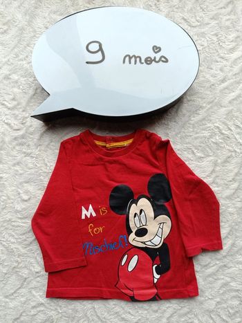 Tee shirt chemise manches longues Garçon 9 mois Mickey Disney Baby Orchestra 100% coton