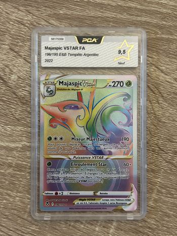 Carte Pokémon Majaspic Vstar Rainbow 196/195 PCA 9,5 Tempête Argentée FR