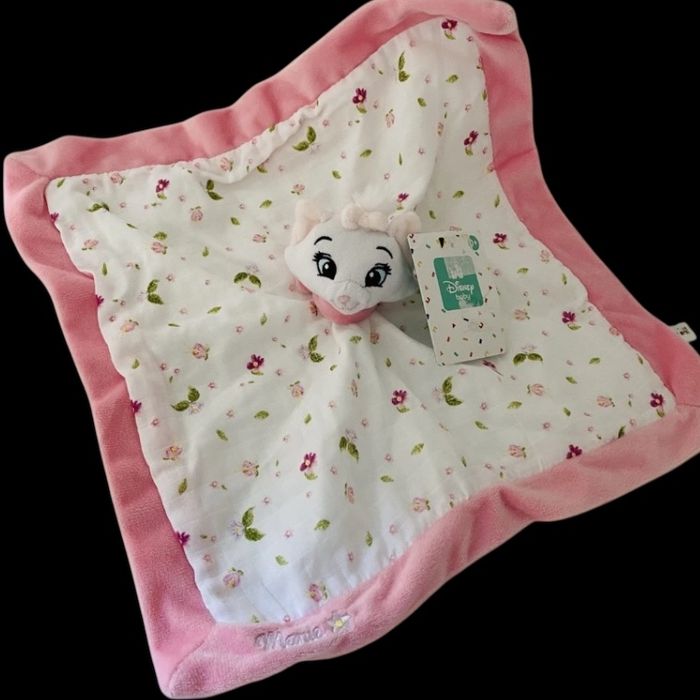 B6331❤️ Doudou Plat Mouchoir Marie Chat DISNEY Simba Toys NICOTOY Blanc Rose lange