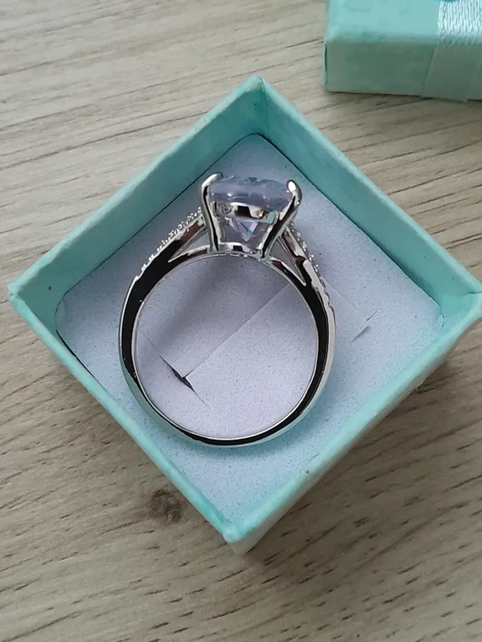 Bague style classique, ovale 4 griffes, grande pierre, strass taille 60 - photo numéro 4