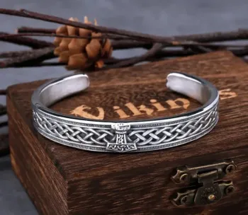 Bracelet manchette ajustable style viking celtique acier inoxydable