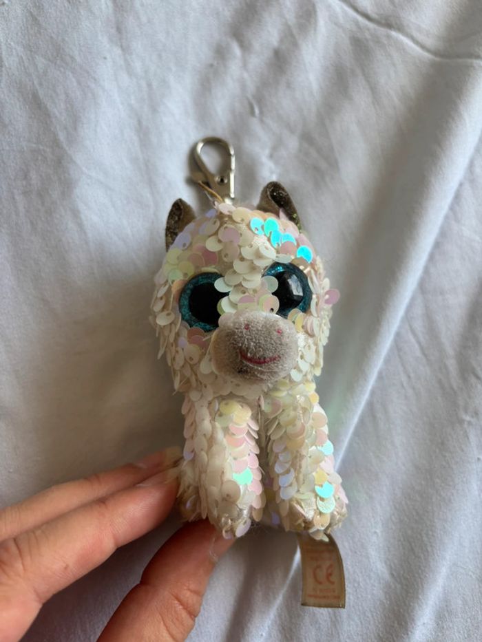 Porte clés peluche sequin blanc brillant Diamonds - photo numéro 2