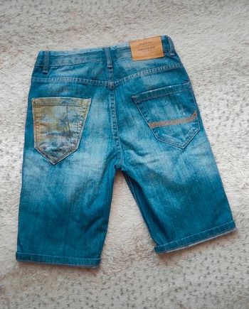 Magnifique short en jean bleu bermuda Zara 9/10 ans poche palmier handcraft denim limited edition