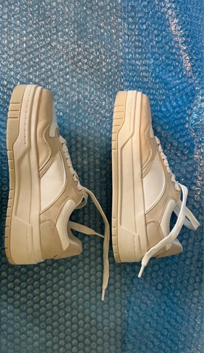 baskets ZARA beige brown blanc - photo numéro 9