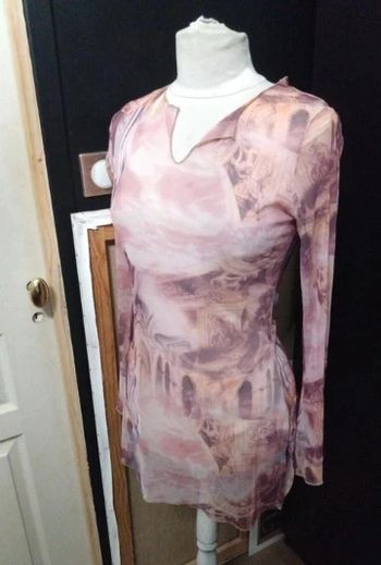 Tunique neuve Pimkie en résille transparent rose t 34 36