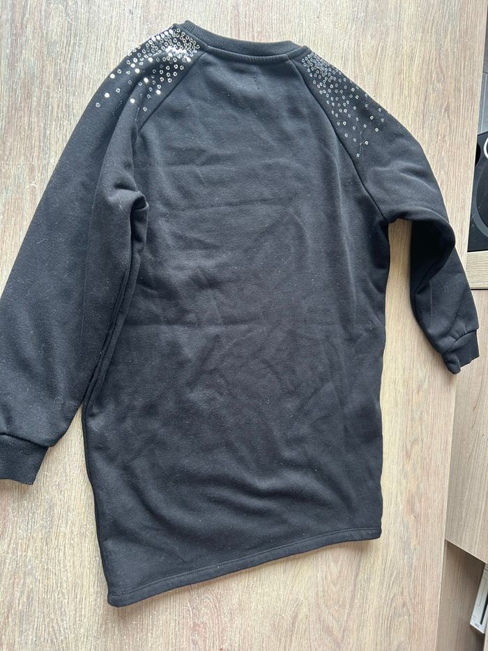 Robe pull/robe sweat habillé chaude noir manches longues avec strass - photo numéro 3