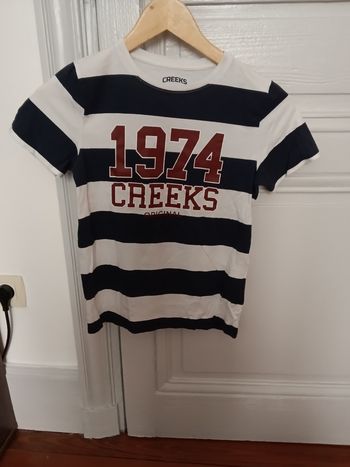 Tee-shirt creeks blanc et multicolore