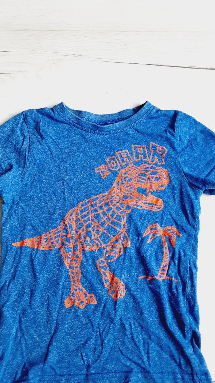 Vêtement garçon tee-shirt manches courtes bleu chiné motif dinosaure Gémo 5 ans - photo numéro 2