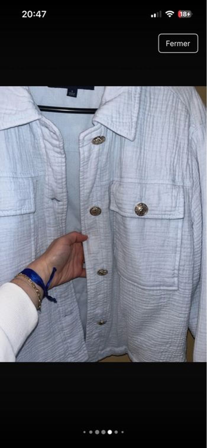 Veste bleue ciel gaz de coton Kiabi S - photo numéro 3