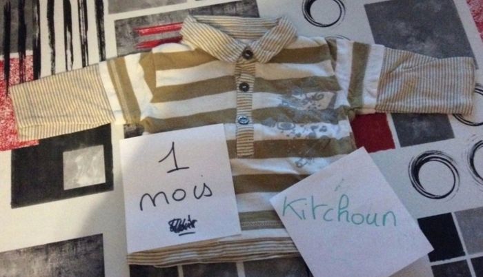 Polo Kitchoun marron clair et blanc