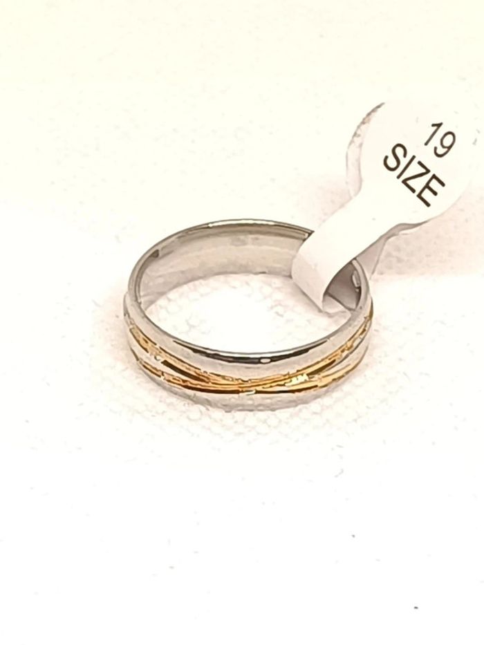 Bague anneau type alliance doré argenté - photo numéro 2