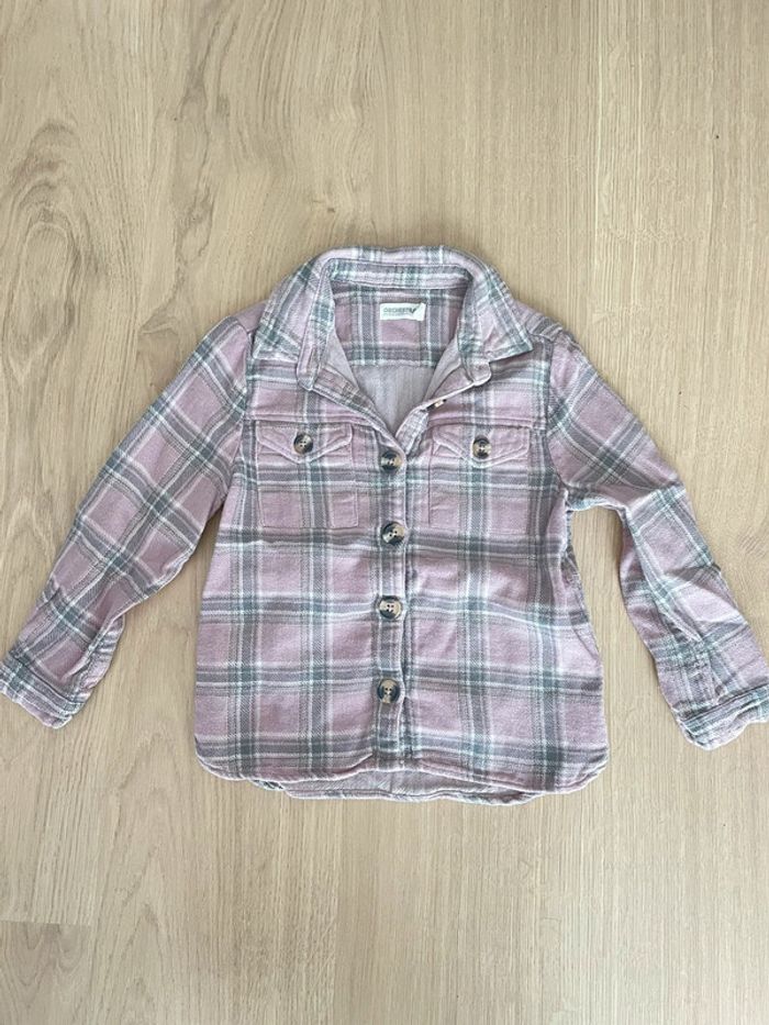 Surchemise à carreaux, chemise, rose gris, fille taille 5 ans