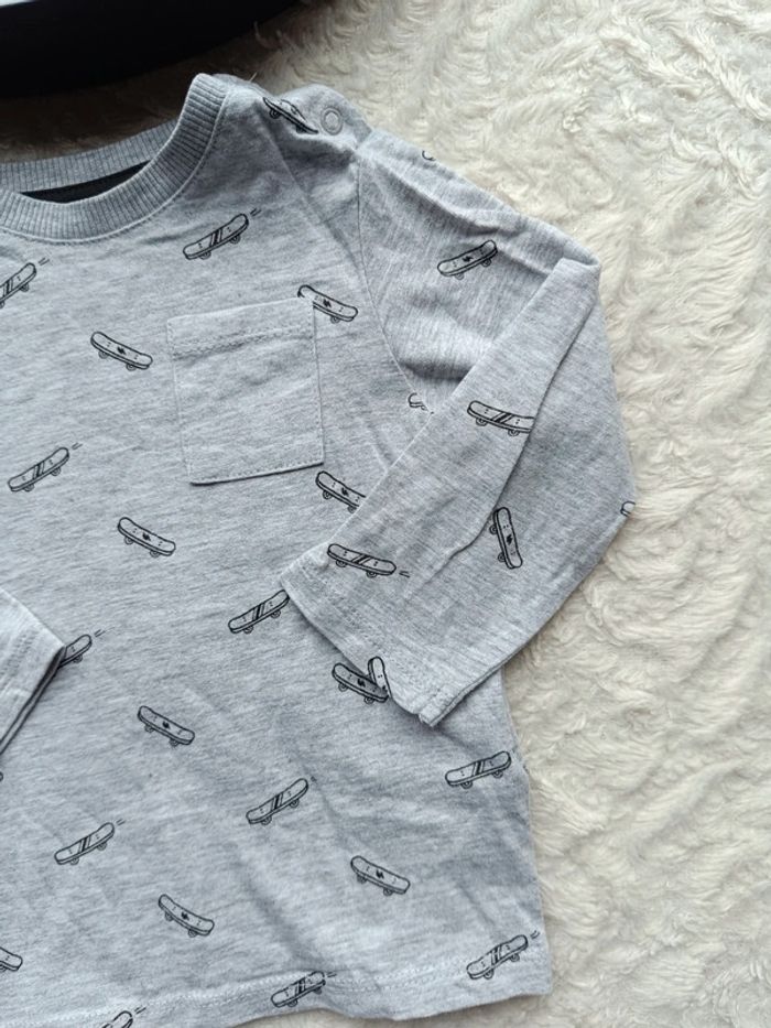 Tee shirt chemise manches longues Garçon 9 mois skateboard Kiabi - photo numéro 4