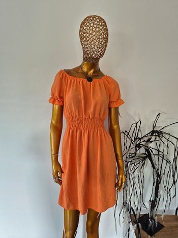 Robe Femme Été Manches Courtes Orange Taille Unique