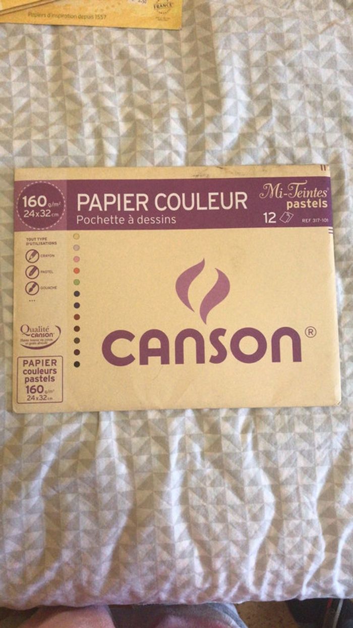 Lot de feuille canson 12 de couleurs