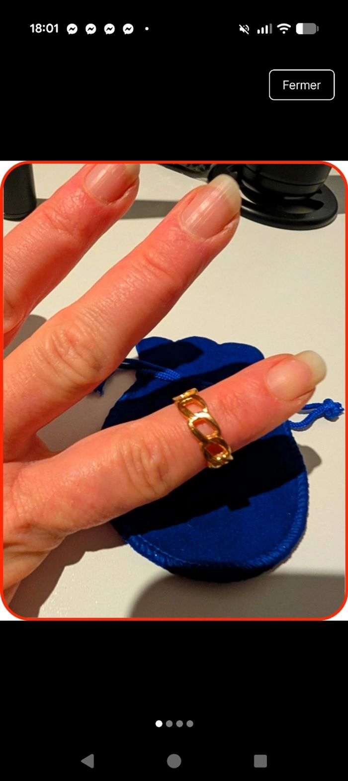 Bague gourmette en titane doré – Neuve