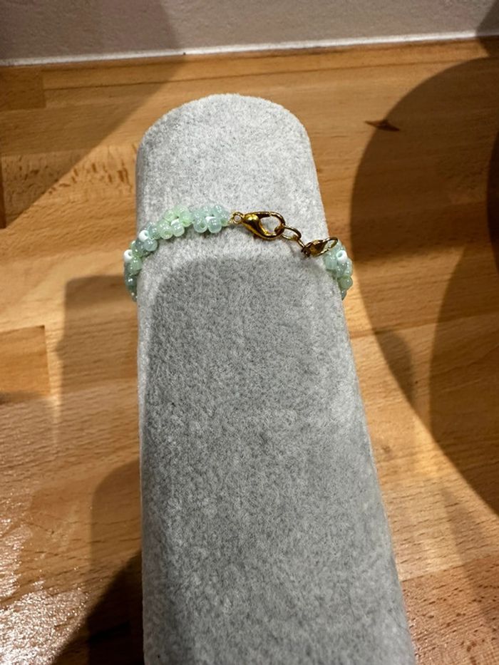 Bracelet fleur vert réglable - photo numéro 3