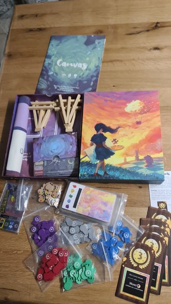 Proche du neuf jeu de société Canvas version Deluxe KS tout le matériel en bois et autres des éditions R2i Games, 