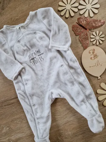 Pyjama 1 pièce blanc TAO bébé fille 3 mois