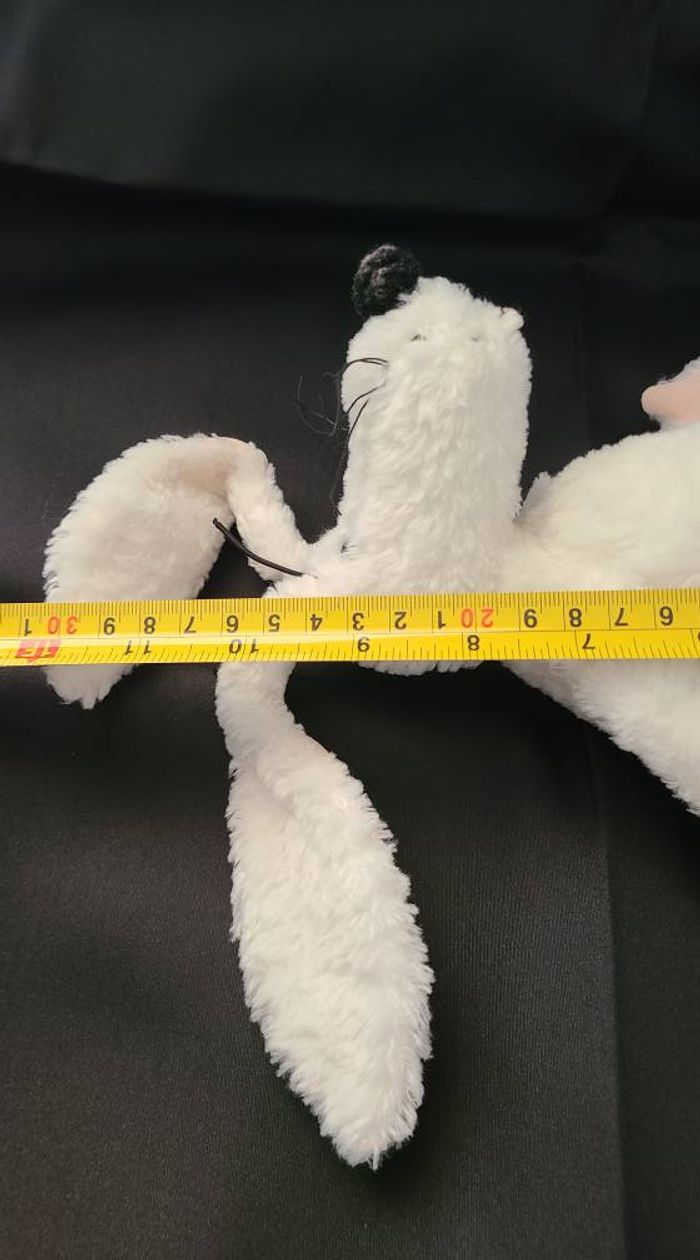 doudou chien blanc oreilles intérieur rose - photo numéro 2