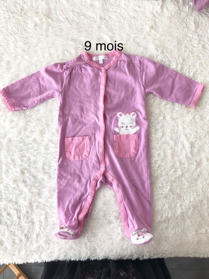 Pyjama dors-bien coton lilas rose 9m