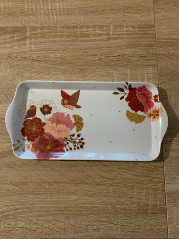 Plateau motif chouette et fleurs