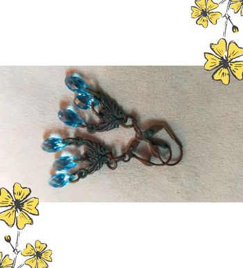 Boucles d’oreilles vintage pendantes bleues – style baroque romantique