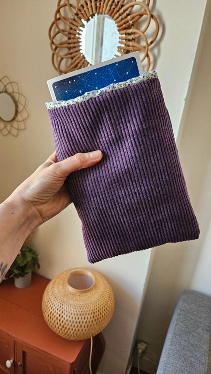 Pochette de livre velours purple/flowers - photo numéro 4