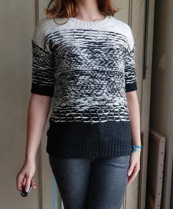 Pull laine noir et blanc Suncoo