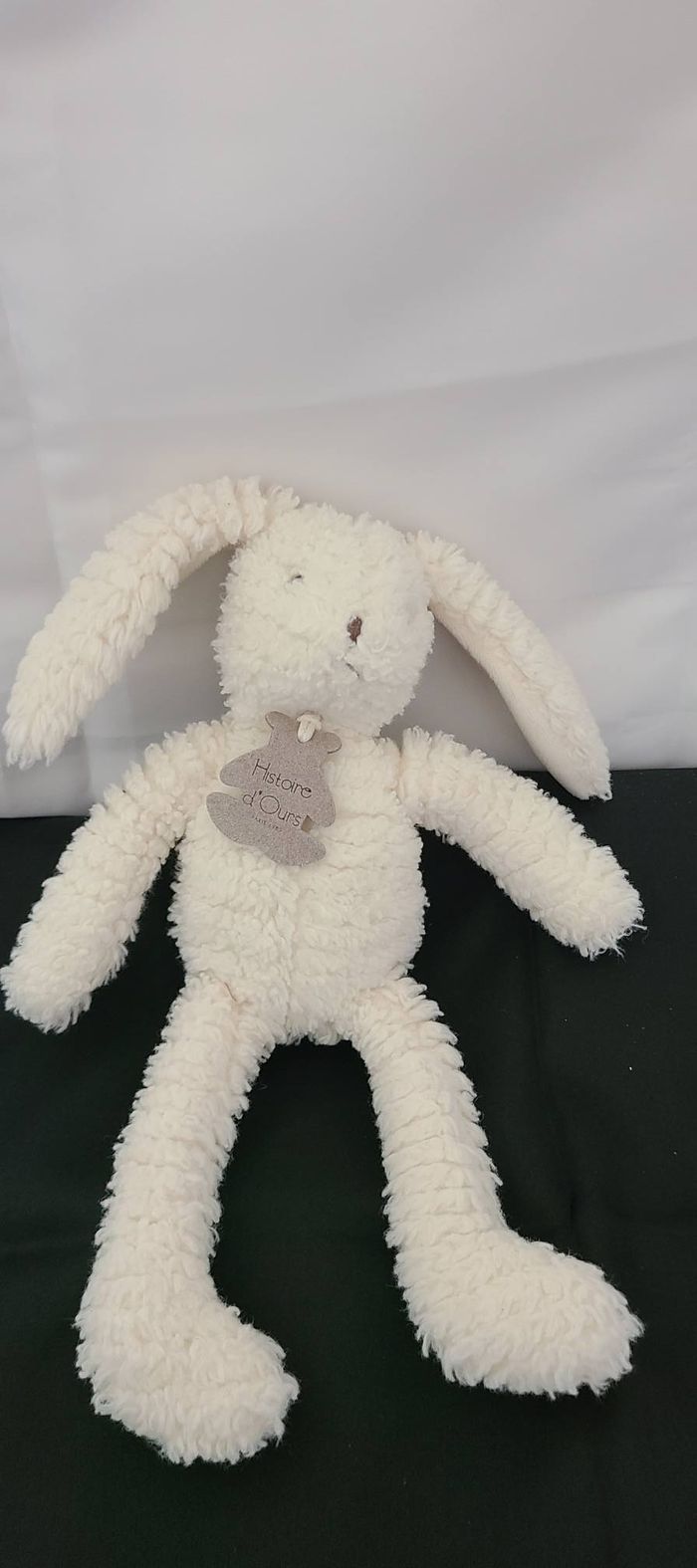 Doudou lapin blanc beige HISTOIRE D'OURS 35 CM