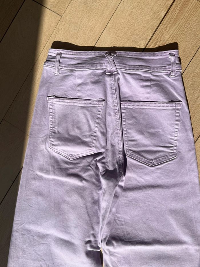Pantalon jean culotte/évasé violet lilas - photo numéro 9