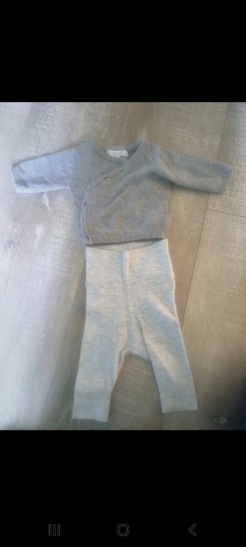 Ensemble pantalon + cardigan naissance