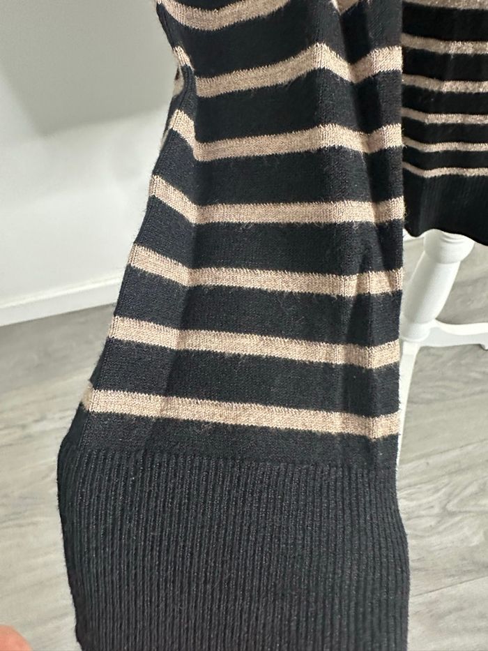 Pull col roulé marinière noir et beige Gérard Darel T38 M - photo numéro 6