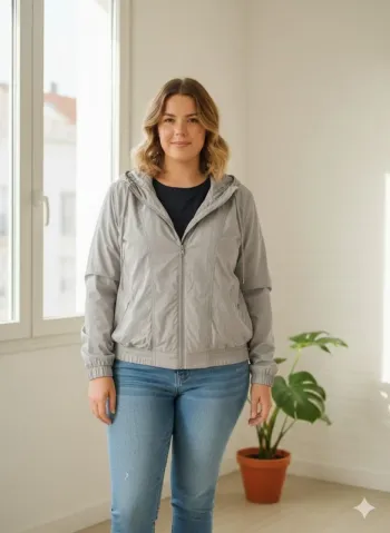 Veste Légère Grise à Capuche - Taille XL/ 42