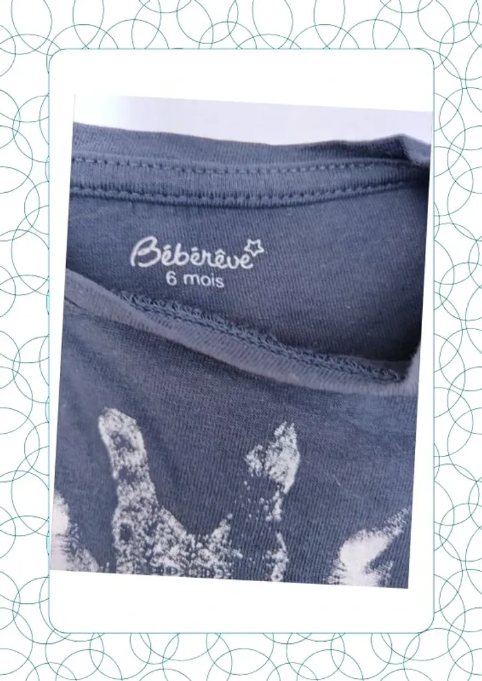 Tee shirt manches courtes 6 mois Bébé rêve - photo numéro 3