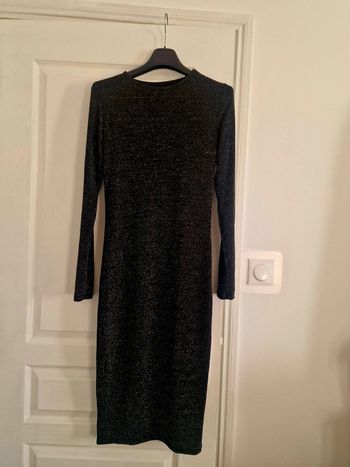 Robe longue noir moulante pailleté argent