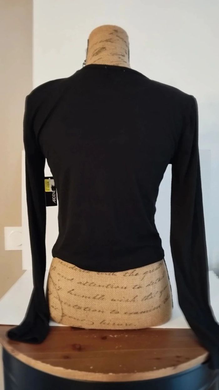 Tee shirt manches longues noir taille l avec motifs strass - photo numéro 6