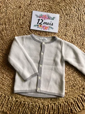 Gilet en maille jacadi blanc et gris