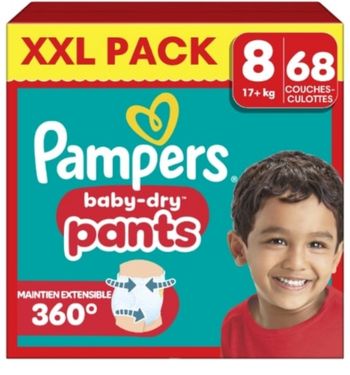 Pack XXL 68 couches culottes pampers taille 8