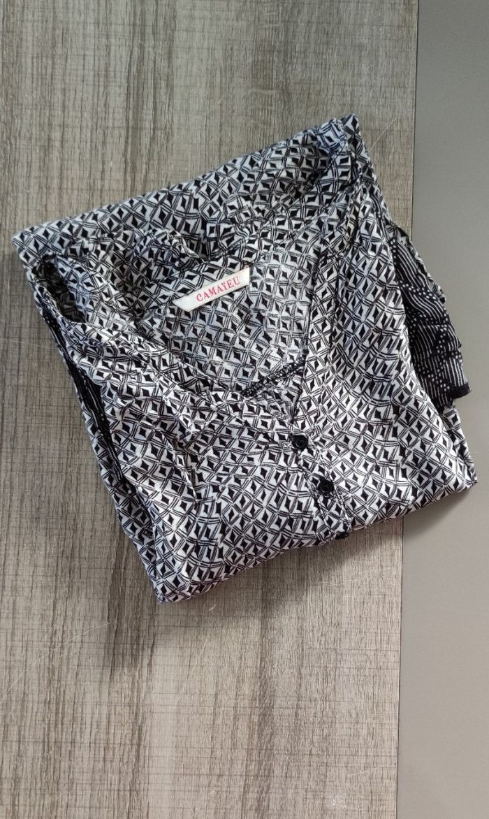 Blouse femme Camaïeu taille L – Noire à motif – Neuve sans étiquette – 100 % viscose - photo numéro 7