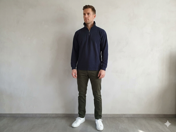 t shirt col zippé manches longues marine taille XL Celio