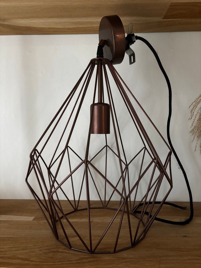 Suspension luminaire géométrique en métal couleur cuivrée mat - photo numéro 3