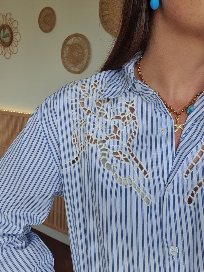 Chemise rayée bleu/blanc Lorient Taille S/M - photo numéro 5