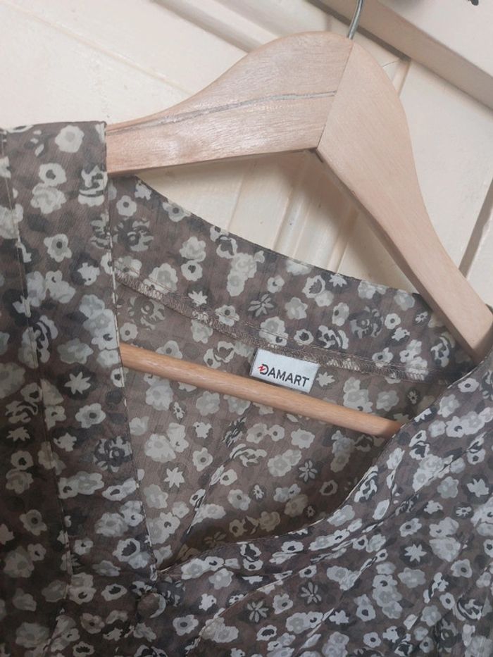 Blouse à fleurs kaki L - photo numéro 3